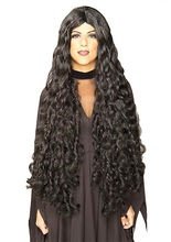 Superlange Locken-Perücke schwarz
