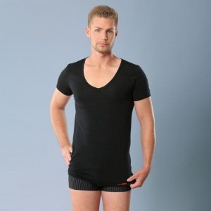 T-Shirt Deep-V-Neck schwarz