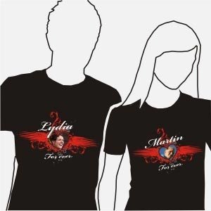 T-Shirt-Set zum Polterabend *Herz mit Fo