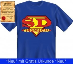 T-Shirt: SD Superdad mit Urkunde