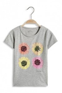 T-Shirt mit Pailletten-Blüten