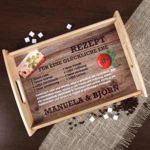 Tablett *Rezept glückliche Ehe*