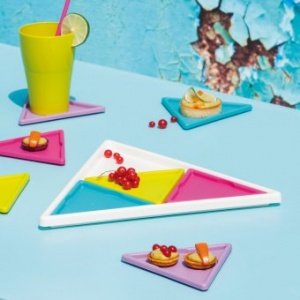 Tablett mit Untersetzern Prisma 4er Set 