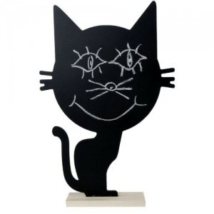 Tafel "Katze" inkl. Kreide H 32 cm, beidseitig beschriftbar