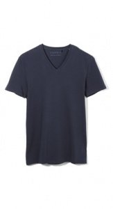 Tailliertes Stretch T-Shirt mit V-Aussch