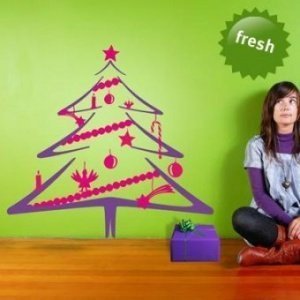 Tapetensticker Weihnachtsbaum pink-viole