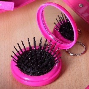 Taschenbürste mit Spiegel in pink Tussi 