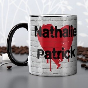 Tasse mit Herz und Graffiti - Namensaufd