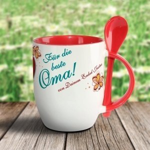 Tasse mit passendem Löffel für