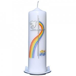 Taufkerze Regenbogen