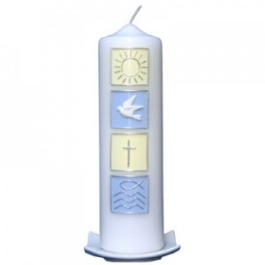 Taufkerze creme/hellblau