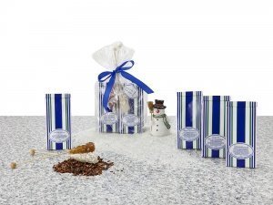 Tee-Variation in blau-weiß