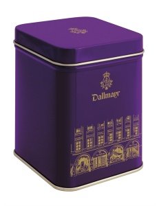 Teedose mit Hausmotiv, lila