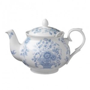 Teekanne, 6 Tassen, blaues Chintz-Muster