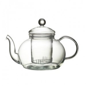 Teekanne, Glas, mit Teesieb aus Glas