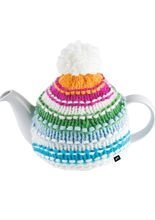 Teekanne mit gestricktem Teewärmer
