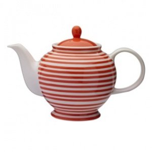 Teekanne, rote Streifen, 6 Tassen