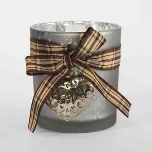 Teelichthalter -Bauernsilber mit Herz-, 