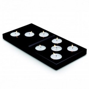 Teelichthalter Domino black