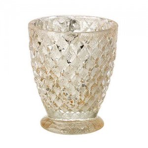 Teelichthalter mit Harlekinmuster, puder