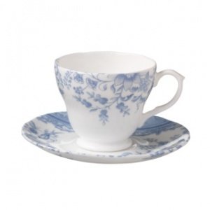 Teetasse mit Unterteller, blaues Chintz-