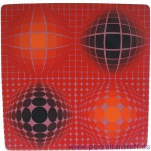 Tettau Vasarely Frühstücksteller rot 20 