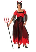 Teufelin Dämonin Damenkostüm schwarz-rot