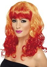 Teufelin Langhaar-Perücke Locken orange-