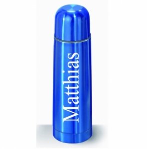 Thermoskanne blau mit Gravur 0,7 l