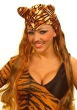 Tiger Mütze mit Ohren und Haaren schwarz