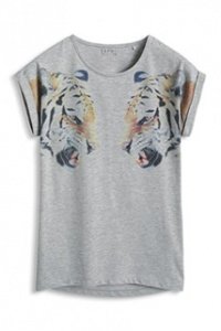 Tiger Print T-Shirt aus Melange Jersey