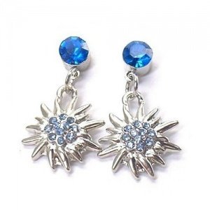 Ohrhänger Edelweiss mit Kristall blau