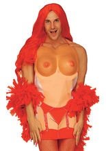 Tits apron with suspenders red