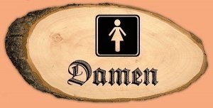 Toilettenschild Damen-WC aus Holz in ova
