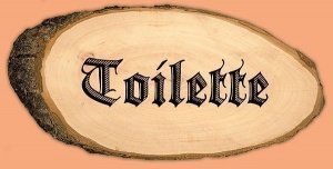 Toilettenschild aus Holz in ovaler Form