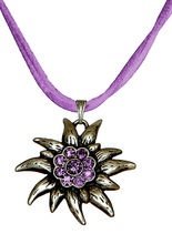 Trachten Halskette Dirndl Edelweiss lila