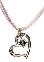 Trachten Halskette Dirndl Herz rosa-silb