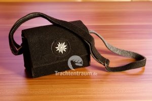 Trachten Handtasche Edelweiß Filz schwar
