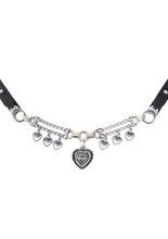 Trachten Ledergürtel Herzen schwarz-silb