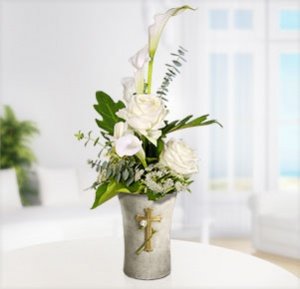 Trauerstrauß inkl. Grabvase Engel