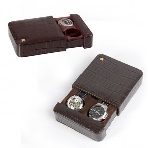 Uhrenbox, braun krokogeprägt f. 2 Uhren