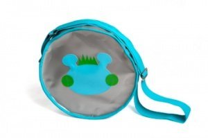 Umhängetasche rund silber/türkis