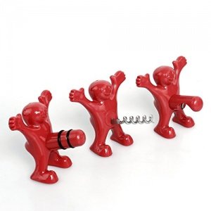 Unigear Wein Stopper und Flaschenöffner Set, drei niedlichen rot Herren Neuheit Flaschenöffner, Ko