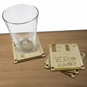 Untersetzer - Disketten aus Holz