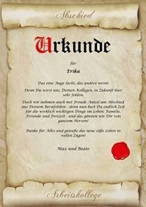 Urkunde Geschenk Abschied