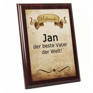 Urkunde - Urkunde (auf Holz, mahagonifar