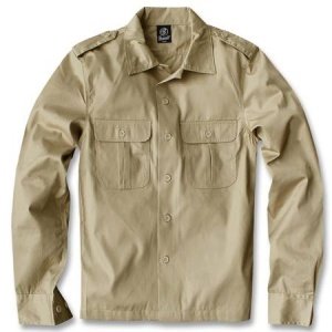 US Hemd langarm beige