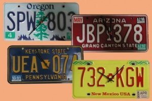 US-Nummernschild mit Uhr als Wanduhr