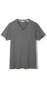 V-Ausschnitt Henley aus Melange Jersey