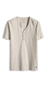 V-Ausschnitt Henley aus Melange Jersey